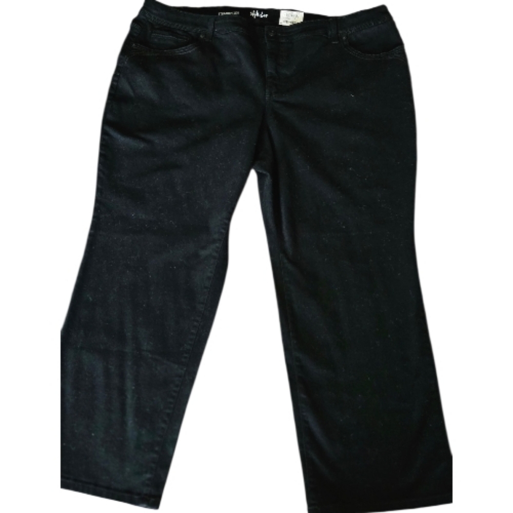 NWTs Style & Co. Midnight Black Straight-Leg Jeans Sz 22WP